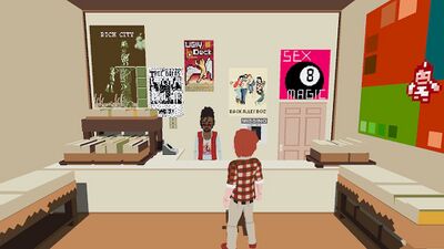 Before becoming a party member, he can be seen behind the counter the first time the player enters each Record Stop. The only time he doesn’t immediately disappear is during Chapter I.